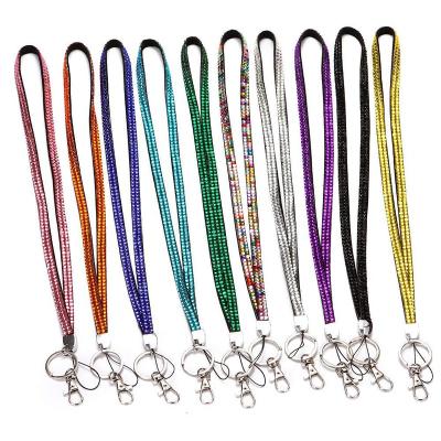 China Glitter Bling Lanyard Rhinestone Sparkle Lanyard Custom Nylon Crystal for sale