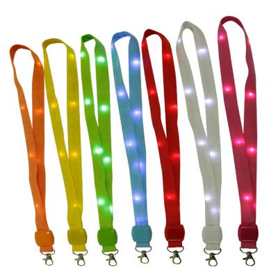 China Nylon Multi Colored Led Light Up Lanyard Straps Glowing In The Dark for sale