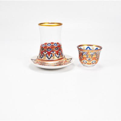 China Stocked Cawa Cup Saucer Set With Gold Rim And Exquisite Coffee Cup Saucer Arab Style Set for sale