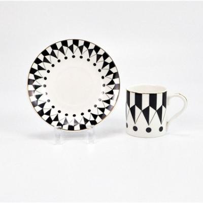 China Stocked Custom Company Logo With Handle Ceramic Coffee Cup Teacup Saucer Set for sale