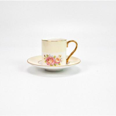 China Wholesale Flower Design Coffee Cup Stocked Ceramic Saucer Set Family Use Teacup Saucer Set for sale