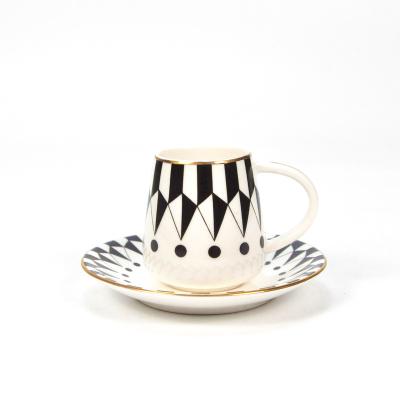 China Stocked hot sales of Nordic style coffee cup saucer set afternoon leisure ceramic cup saucer set can be customized model for sale