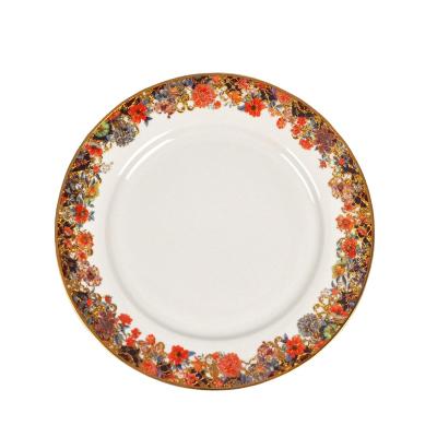 China Popular Household Stocked Can Be Customized Embossed Gold Flower Ceramic Dinner Dishes for sale