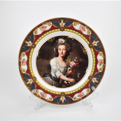 China Stocked High Quality Can Be Set Customized European Style Ceramic Figures Dinner Plate for sale