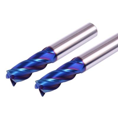 China Metal Work Tool D1R0.2*3*D4*50L HRC65 4 Flute Carbide Corner Radius End Mill Naco Coating For Steel for sale