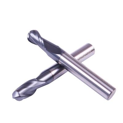 China Metal Work Tool Cutting Length 10 Shank 5 Shank Carbide Ball Nose End Mill 2 Flute for sale