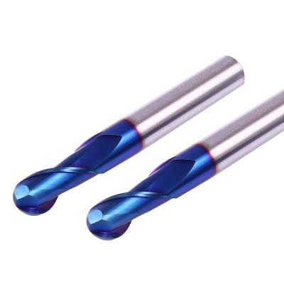 China Metal Work Tool Ball Nose Cutter HRC65 Carbide Ball Nose End Mill 2 Flute Naco Coating For Steel for sale