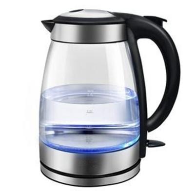 China 360 degree water rotation low kettle glass tea kettle with infuser clear pyrex glass electric kettle for sale