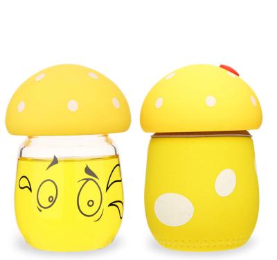 China Lovely Cute Angry Mashroom Shape Kids Glass Water Bottle Bpa Free 200ml Volume for sale