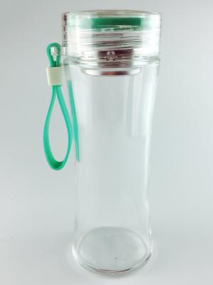 China Slim Waist Borosilicate Glass Water Bottle , Break Proof Wide Mouth Drink Bottle for sale