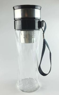 China Bpa Free Reusable Glass Water Bottles With Ribbon Handle , Glass Drinking Water Bottles for sale