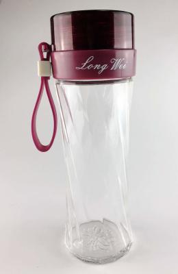 China Red Semi Transparent Eco Friendly Glass Water Bottles Two Layer Lid Tea Filter for sale