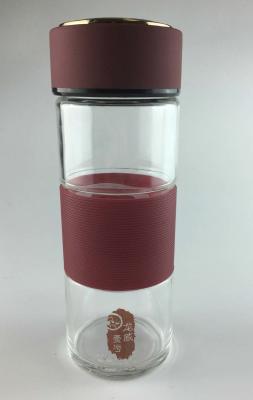 China Borosilicate Glass Water Bottle With Sleeve , Glass Drinking Water Bottles LW-S39 for sale