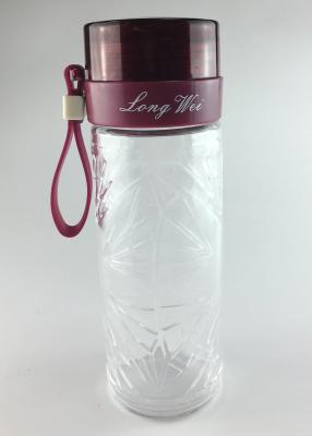 China 370ML Break Proof Drinking Glass Sports Bottle With Handle , Star Emboss Shape for sale