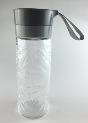 China Grey Glass Sports Bottle Reusable Water Bottles Insulated Heat / Cold Resistance for sale