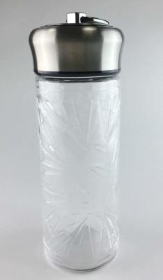 China Transparente leichte Borosilicat-Glas-Wasser-Flasche mit Edelstahl-Deckel zu verkaufen