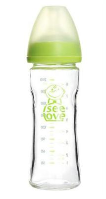 China Small Safety Feeding Unbreakable Glass Baby Bottles 240ml High Temperature Resistance for sale