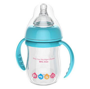 China Blue 180ml Baby Sipper Water Bottle , infant feeding bottle OEM / ODM for sale