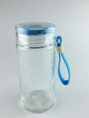 China Blue Children's Portable Glass Drinking Bottles , Light Modern for sale