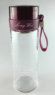 China Pretty Reusable Borosilicate Glass Water Tea Bottle , Glass Drinking Water Bottles With Lids for sale