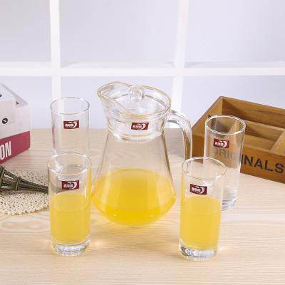 China Sistema del jarro y del vidrio de agua de la familia de Longwei, jarro de cristal del jugo con la tapa 1300 ml en venta