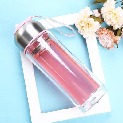 China Customized Design Heat Proof Double Wall Glass Water Bottle Drinking Lightweight for sale