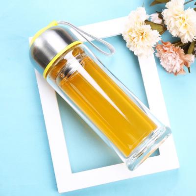 China Environmental 350ml Double Wall Glass Bottle With Tea Infuser , Easy Cleaning for sale