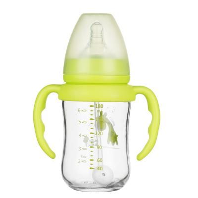 China 240ML Unbreakable Glass Baby Bottles For Breastfeeding With Silicone Teat / With Handles for sale