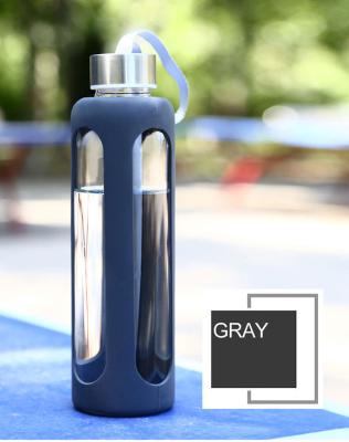 China Silicone Sleeve  Protect 400ml  Borodilicate Baby Glass Water Bottle for sale