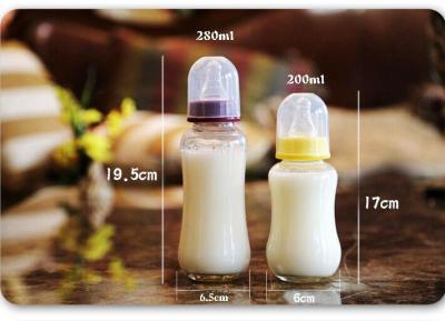 China 280ml Borosilicate Breast Bottle Baby Glass Water Bottle Food Grade Silicone Teat for sale