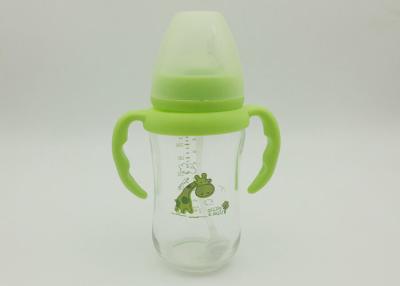 China 240ml Breast Milk Unbreakable Glass Baby Bottles With Teat And PP Handle for sale