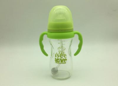 China 240ml BPA Free Baby Bottles In Medical Grade Glass With Soft Teat Logo Printing for sale