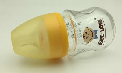 China 120ml New Born Borosilicate Glass BPA Free Baby Bottles With EN14350 Guarantee for sale