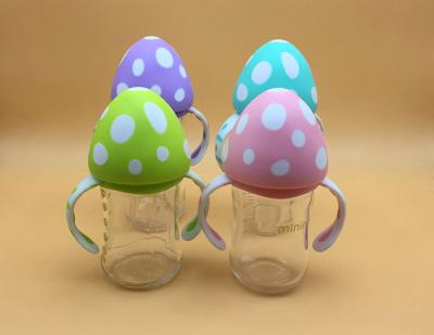 China Mushroom Shape PP Cap 240ml Borosilicate Glass BPA Free Baby Bottles for sale