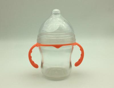 China 180ml Big Mouth Borosilicate Glass BPA Free Baby Bottles With PP Handle for sale