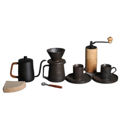 China Viable Hand Brewed Coffee Filter Set With V60 Porcelain Coffee Hand Brew Pots Pour Over Coffee Kettle Pot Spout Holder Cup for sale