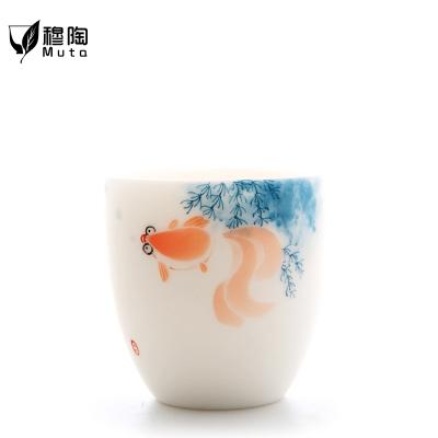 China Viable ceramic white main family tea cup tea set tea cup tea set tea cup personal style mug jade sheep porcelain cup tea set retro for sale