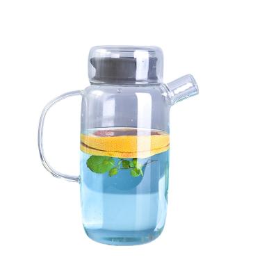 China Viable Kettle Cold Water Milk Bottle Jar Folder Kitchen Water Bottles With Lid Nordic Lemonade Glass High Temperature Resistant Glass for sale