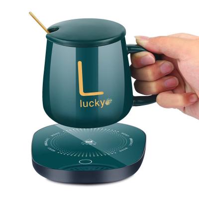 China Net Celebrity Viable 55 Degree Thermostat Mug Creative Household Water Cup Coffee Mug Ceramic Advertising Gift With Spoon Lid Cup Logo for sale