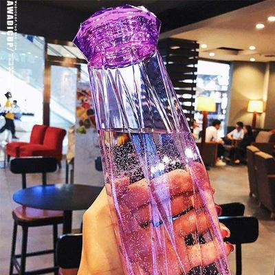 China Viable Glass Water Cup Tea Cup Korean Version Cute Student Couple Picosecond Water Bottle Cup Gift Diamond Ins Portable Creative Colorful for sale