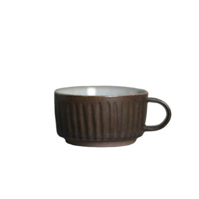 China Durable High Quality Dark Brown Accpectable Japanese Style Ceramic Turkish Coffee Cup Mugs Reusable HANDLE 90ml Support 90ml for sale