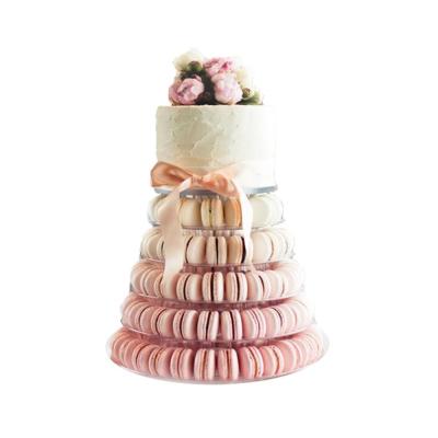 China French 6 Tier Macaron Tower Stand Round Clear Plastic Cupcake Stand for sale