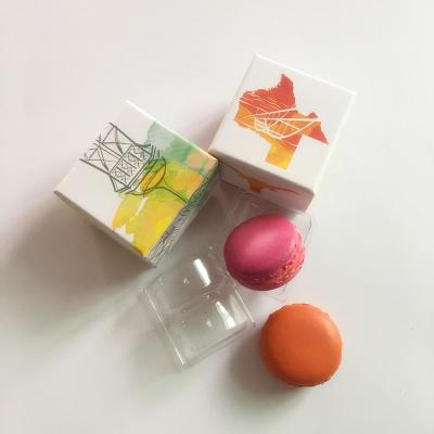 China 2 Pcs Macaron Printing Paper Gift Box Packing Macarrons Display With Inner Tray for sale