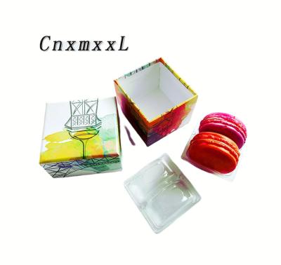 China 2pcs Nice Printing Macaron Packaging Box Kraft Paper with Plastic Inner Tray for sale