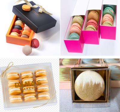 China Customizable Food Safe Macaron Paper Boxes Plastic Macaron Trays for sale