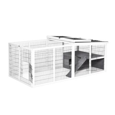 China Fashion Easily Assembled Hutch Rabbit Running Wooden Outdoor Cage With Roof for sale