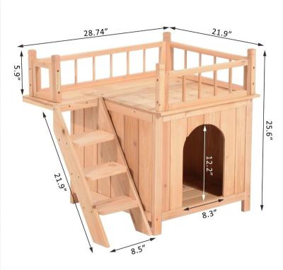 China Luxury Windproof Two Storey Wooden Cat House for sale