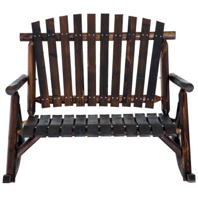 China Traditional Wood Rocking Chair, Indoor Outdoor Porch Rocker with Slatted Design, High Back for Backyard, Garden, Charred for sale