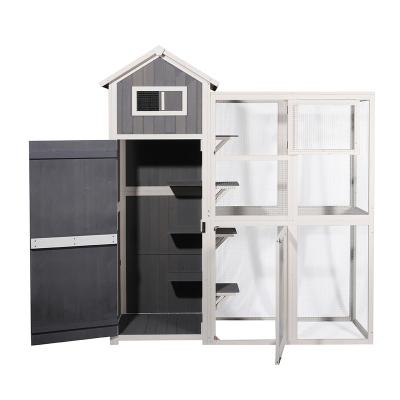 China New Arrival Large Size Outdoor Garden Shed Easily Assembled Wood Combination With Cat Cage House for sale