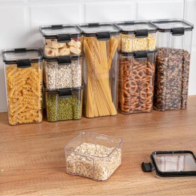 China Transparent Freshness Storage Box With Clear Lid Container New Style Plastic Food Dry Jar For Kitchen Use for sale